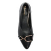 Maciejka Genuine Leather Ballerinas With Almond Toe and Gold Buckle Black 05934-01/00-1