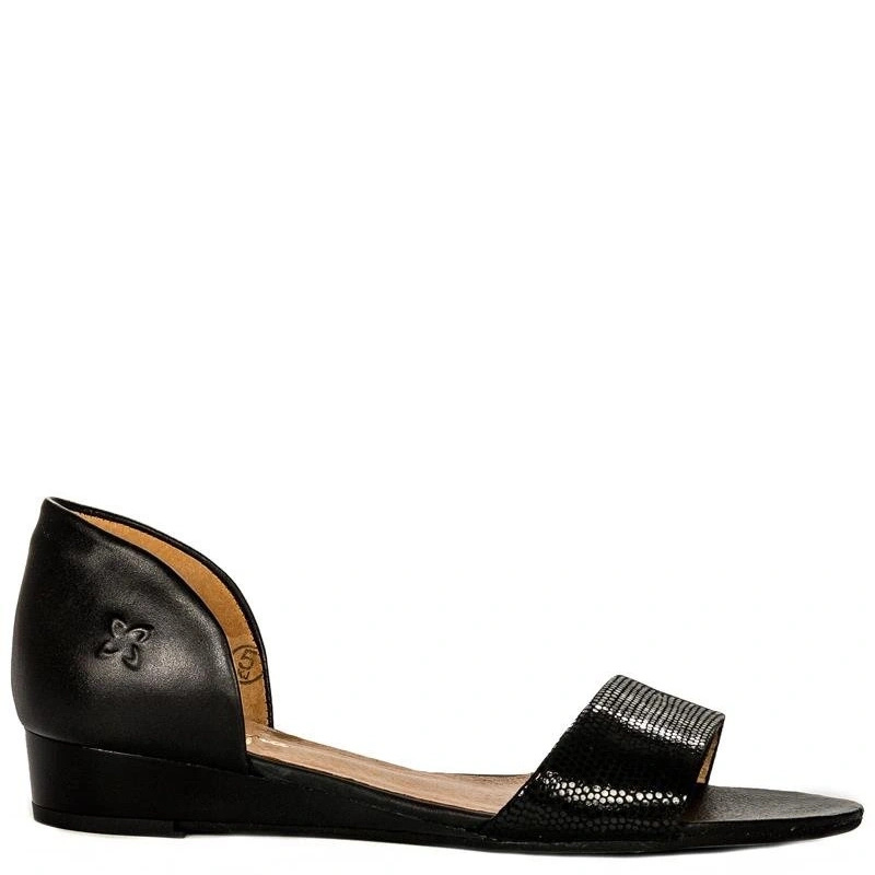 Maciejka Leather Sandals Closed Heel Low Wedge Black 01971-11/00-5