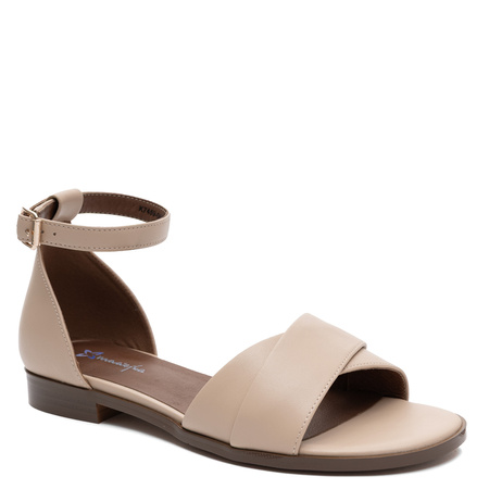 Maciejka Leather Sandals Minimalist Ankle-Strap Beige K7459-04/00-1
