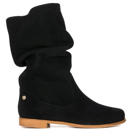 Maciejka Velour Leather Knee-High Boots Black 05057-01/00-6