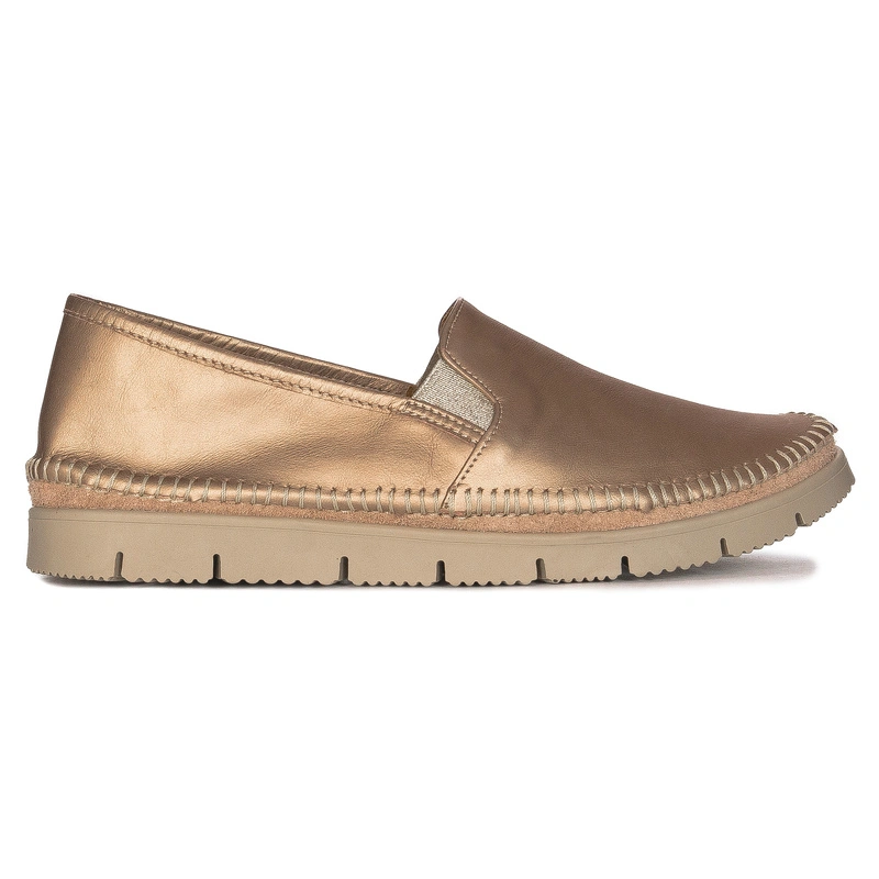 Maciejka Półbuty wsuwane skóra naturalna ciemny złoty
