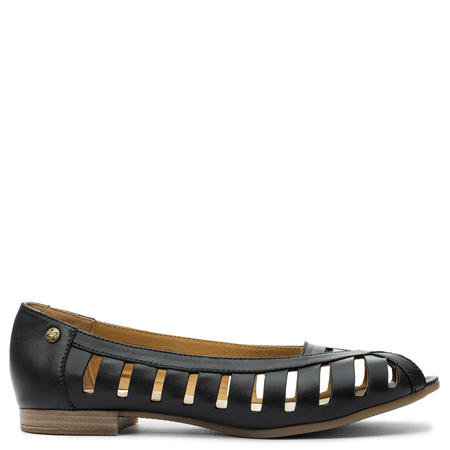 Maciejka Leather Ballet Flats Cutout Peep Toe Black P7540-01/00-1