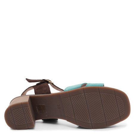 Maciejka Leather Suede Block Heel Sandals Multicolor E7400-36/00-1