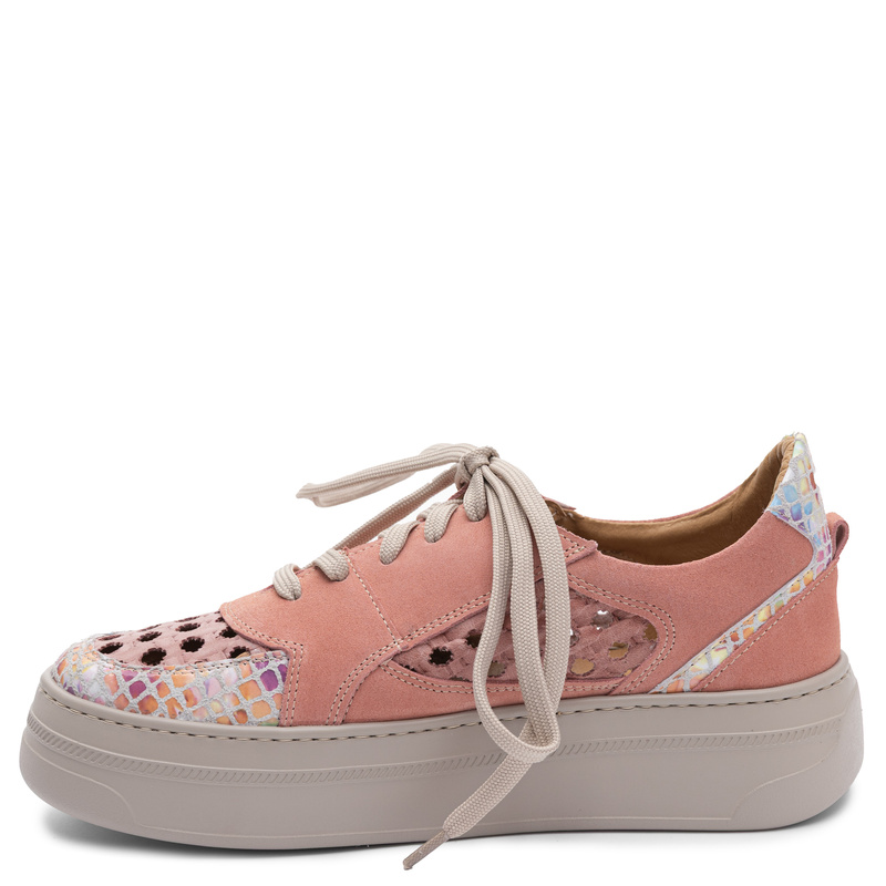 Maciejka Leather Openwork Platform Sneakers Pink 07317-15/00-1