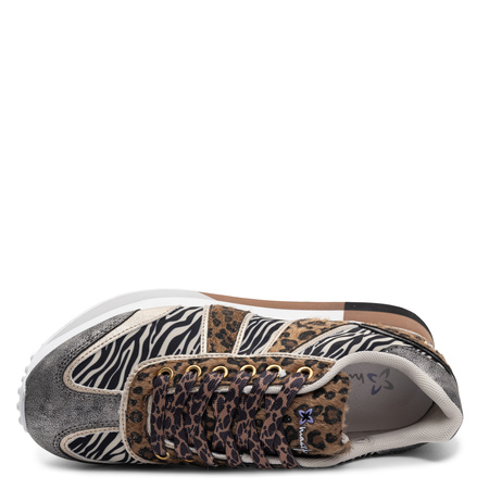 Maciejka Leather Sneakers Animal Print Silver Details M7356-25/00-7