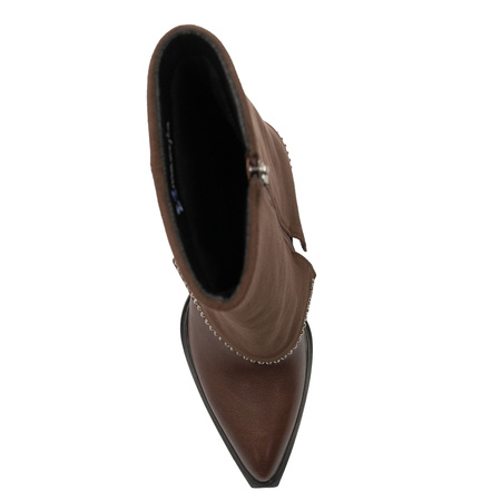 Maciejka Leather Suede-Cuff Block-Heel Boots Brown K7206-02/00-8