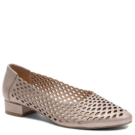 Maciejka Leather Openwork Low-Top Shoes, Gold 1107-2-GOLD
