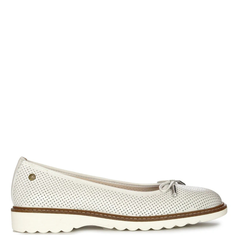 Maciejka White Leather Flat Shoes P6509-11/00-1