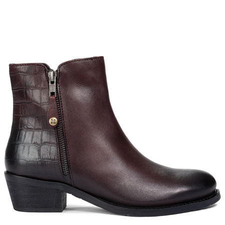 Maciejka Leather Ankle Boots with Croco Embossing Bordeaux H7170-23/00-7
