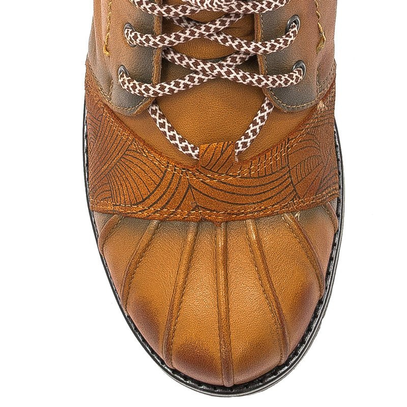 Maciejka Yellow Lace-up Boots 03961-07/00-4