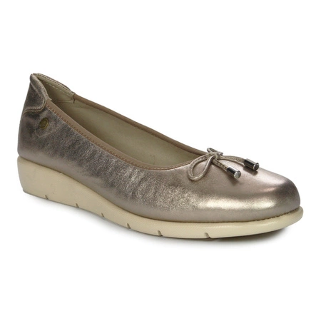 Maciejka Gold Leather Flat Shoes P6504-25/00-1