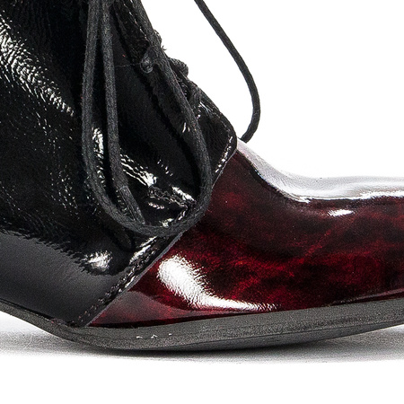 Maciejka Patent Leather Lace-Up Ankle Boots Burgundy 5743A-23/00-7