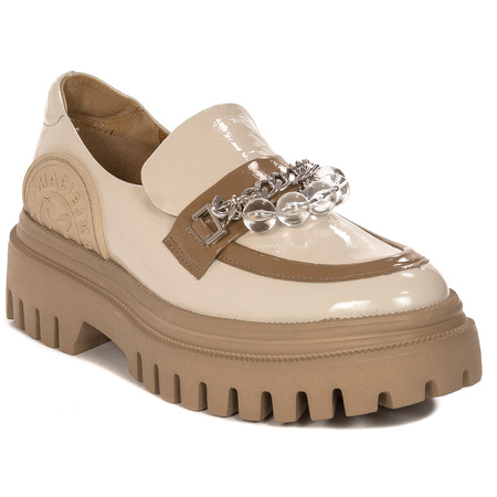 Maciejka Loafers Patent Leather Chunky Platform Light Beige 06294-22/00-8