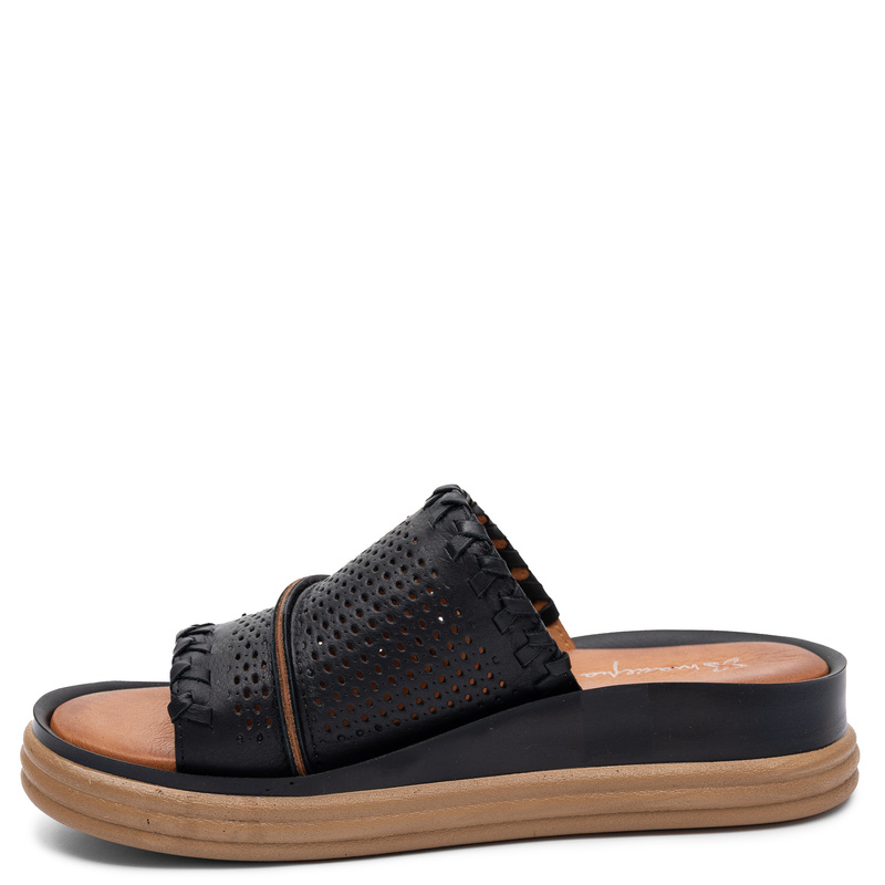 Maciejka Women's Leather Platform Slides Black L7630-01/00-1