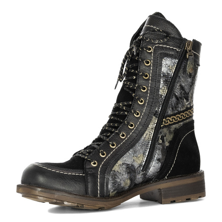 Maciejka Women's Leather Boots Black and Gold