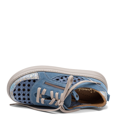 Maciejka Leather Openwork Sneakers On Platform Blue 07317-06/00-1