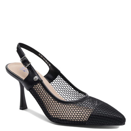 Maciejka Czółenka Slingback na Szpilce 8 cm Czarne K7507-01/00-0</h1