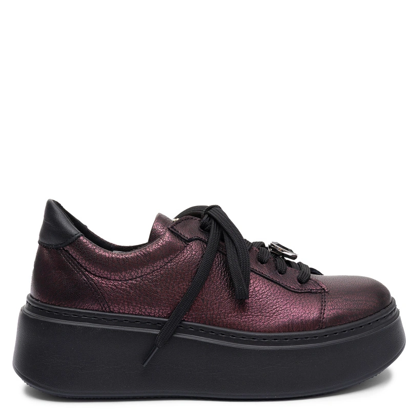 Maciejka Skórzane Sneakersy Damskie Na Platformie Bordowe 6191W-23/00-8
