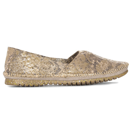 Maciejka Półbuty Damskie Skórzane Beż Złoto