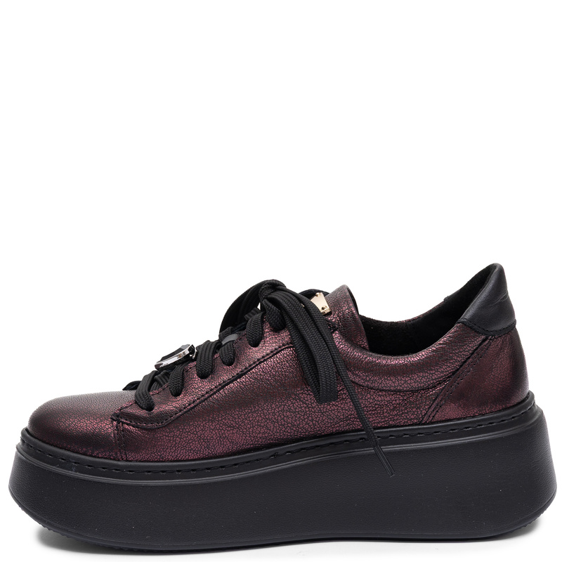 Maciejka Skórzane Sneakersy Damskie Na Platformie Bordowe 6191W-23/00-8