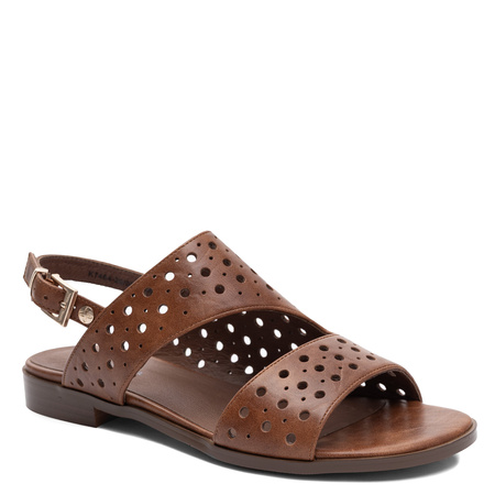 Maciejka Leather Perforated Sandals Adjustable Strap Brown K7464-29/00-1
