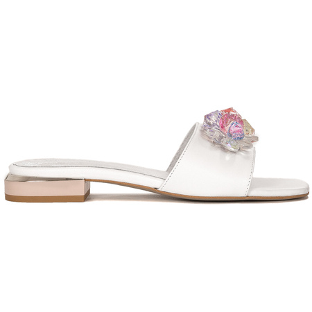 Maciejka White Women's Leather Slides