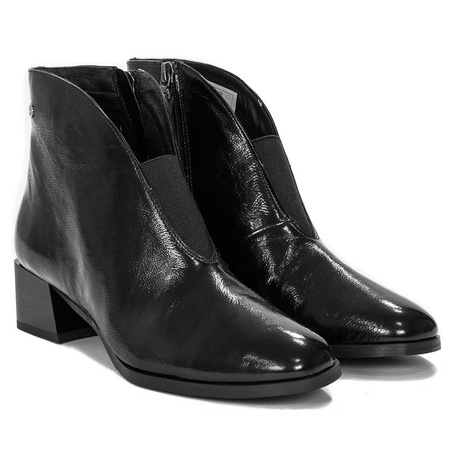 Maciejka Ankle Boots Patent Leather Low Block Heel Black 04777-20/00-3