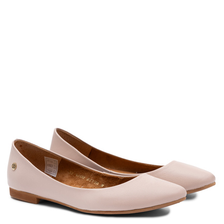 Maciejka Leather Almond Toe Ballet Flats Beige 4100W-15/00-8