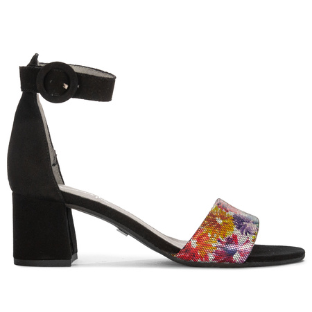 Maciejka Sandały Damskie Skórzane Na Słupku Czarne