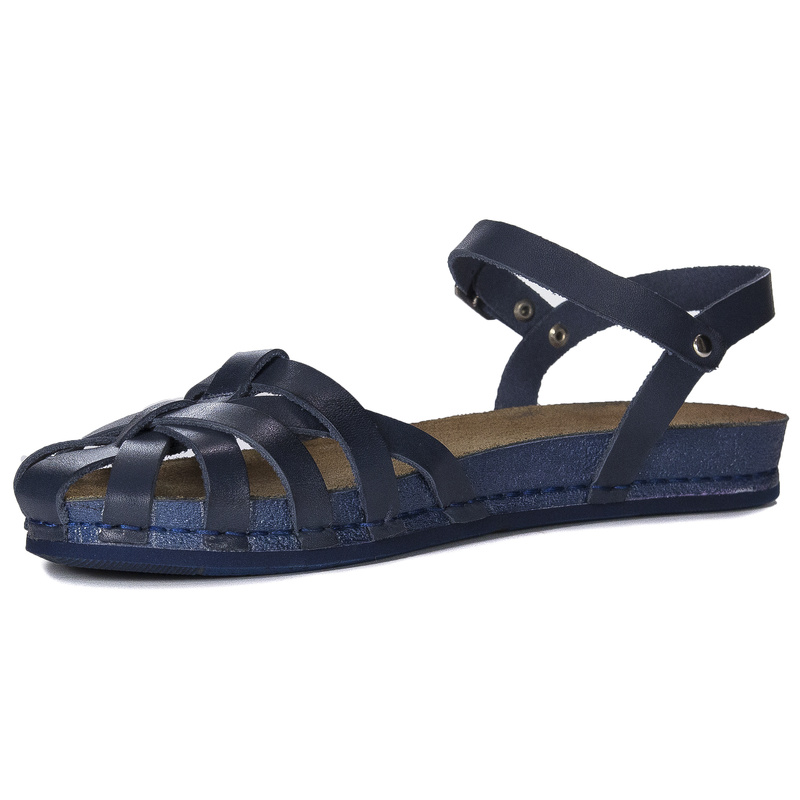Maciejka Leather Sandals Women Flat Sole Navy 03074-17/00-0