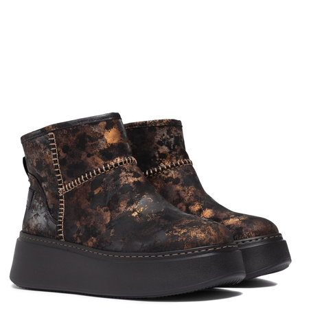 Maciejka Natural Leather Boots on Platform Gold-Black 06257-25/00-4