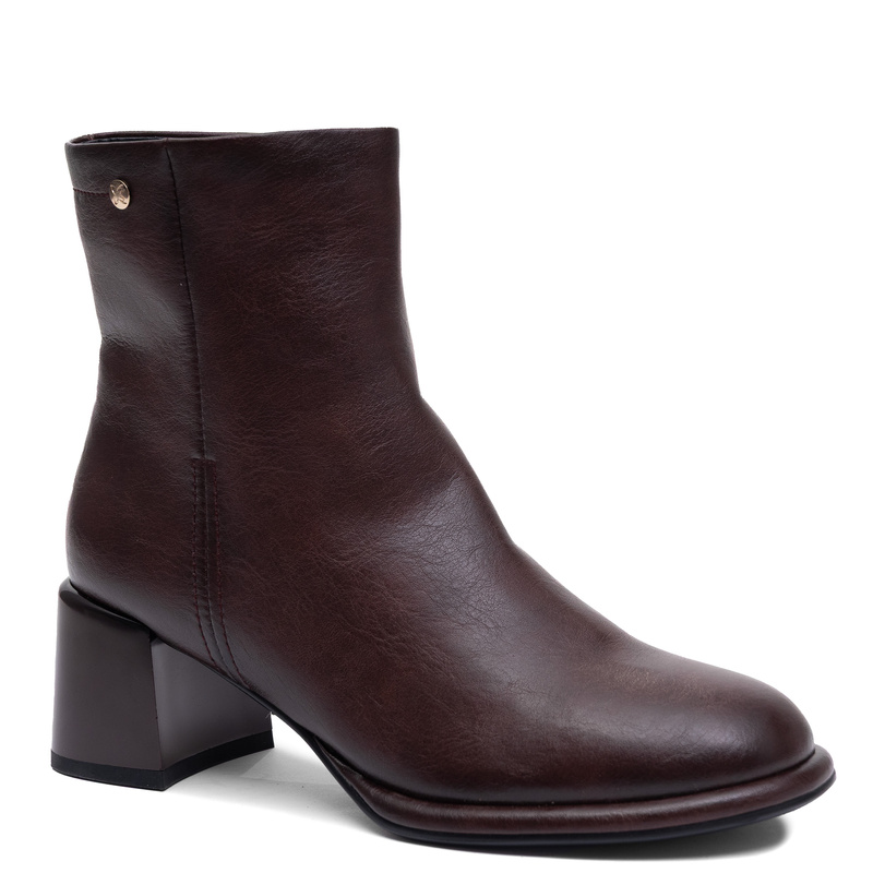 Maciejka Women's Leather Ankle Boots Insulated Block Heel Chocolate Brown K7753-23/00-7