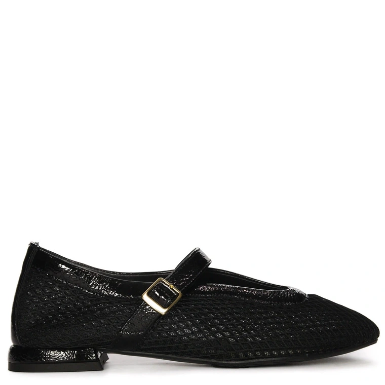 Maciejka Leather Mary Jane Ballerinas Almond Toe Black 06939-01/00-0