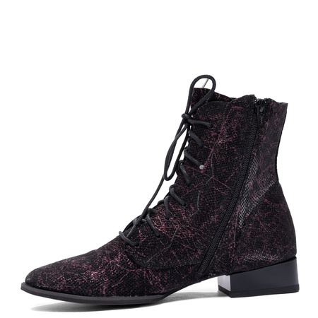 Maciejka Leather Artistic Ankle Boots Black Purple 6391W-44/00-1