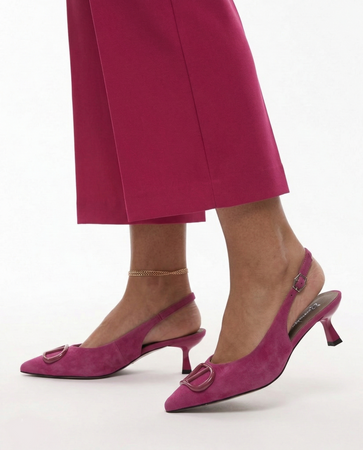 Maciejka Slingback Pumps Suede Kitten Heel 6 cm Pink K7447-05/00-1