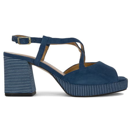 Maciejka Women's Heeled Leather Sandals Navy Blue