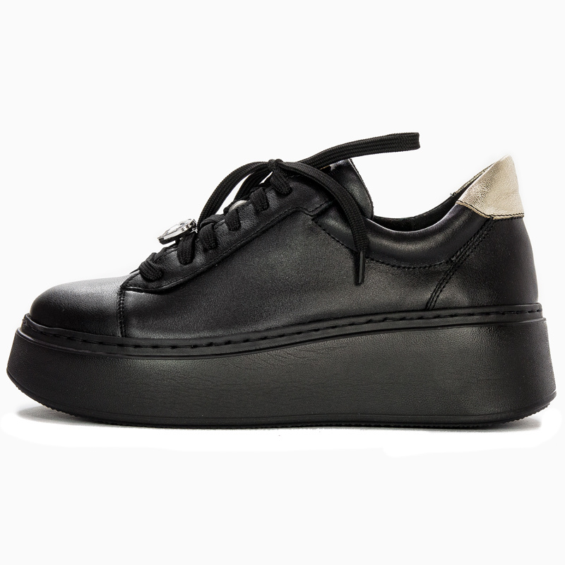 Maciejka Women's Black Genuine Leather Platform Sneakers 06191-01/00-8