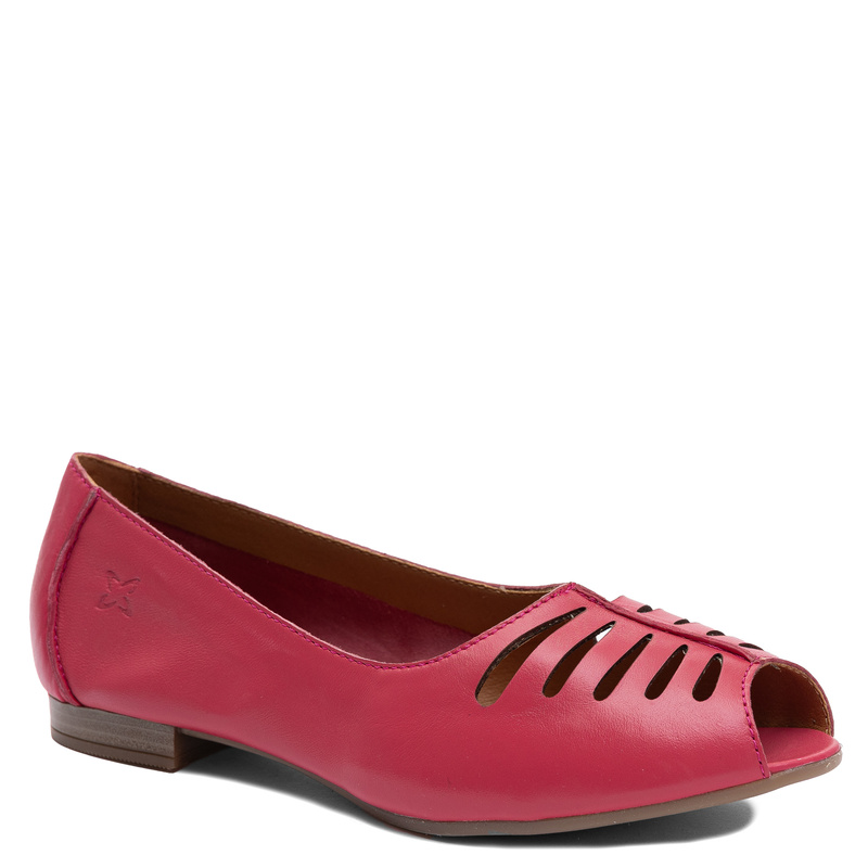 Maciejka Leather Ballerinas Peep-Toe Cutout Pink P7541-15/00-1