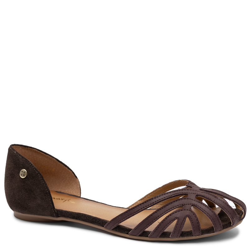 Maciejka Openwork Leather Flat Women's Sandals Chocolate Brown 07546-02/00-1