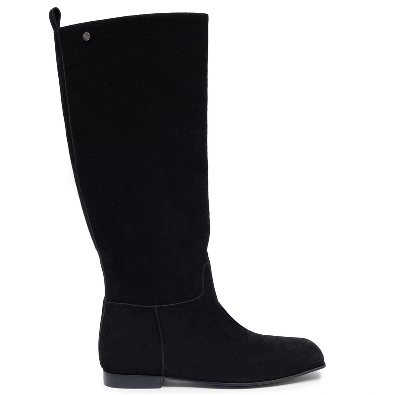 Maciejka Tall Leather Black Boots Square Toe K7742-01/00-7