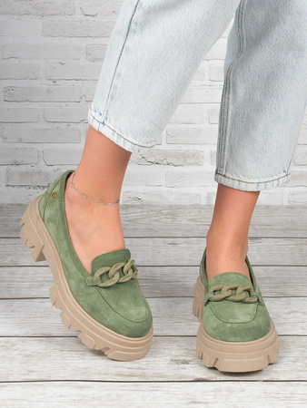 Maciejka Women's shoes green suede leather