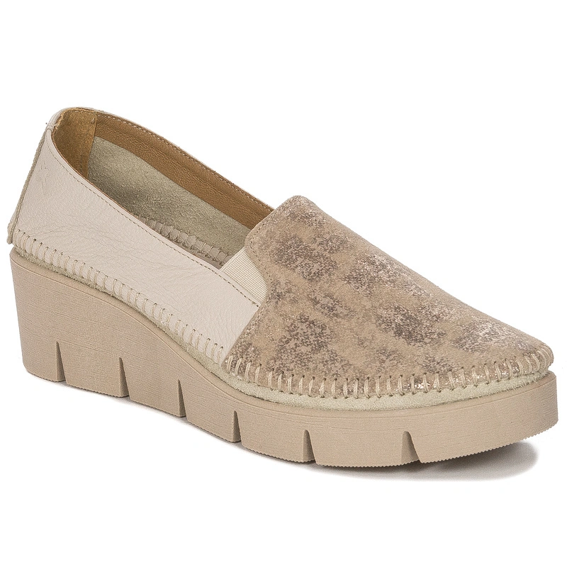 Maciejka Beige Leather Flat Shoes 5814A-10/00-1
