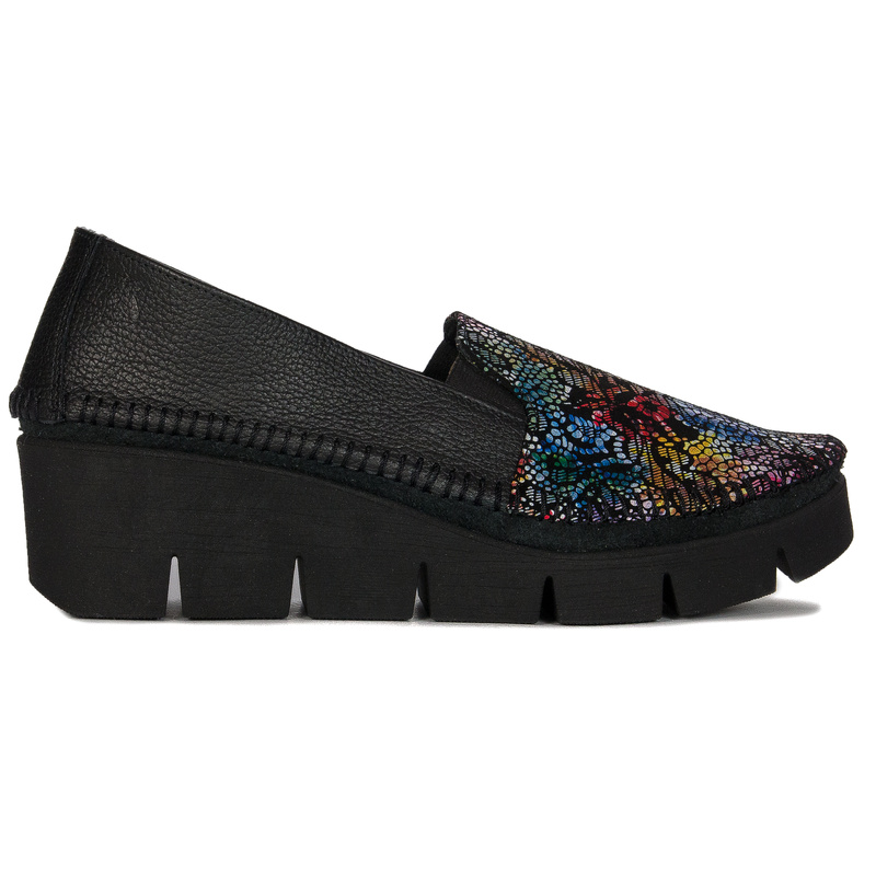 Maciejka Black+Flowers leather Flat Shoes 5814A-20/00-1