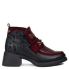 Maciejka Crafted Leather Ankle Boots Embossed Panel Black-Burgundy 07139-23/00-8