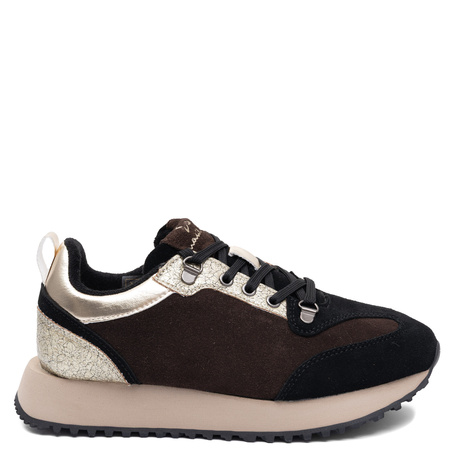 Maciejka Women's Sneakers Made of Natural Leather, Brown with a Metallic Accent M7360-02/00-7