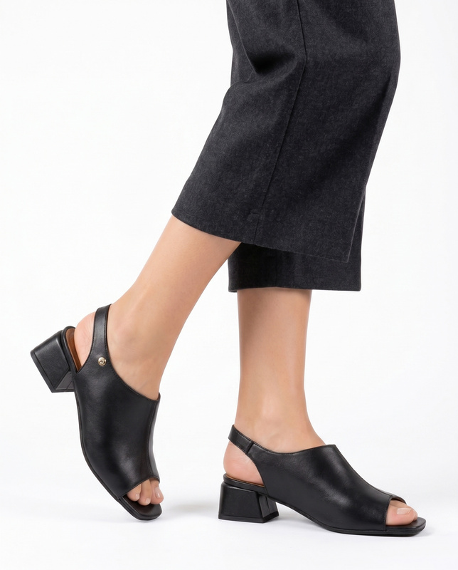 Maciejka Comfortable Leather Women's Block Heel Sandals Black 06975-01/00-1