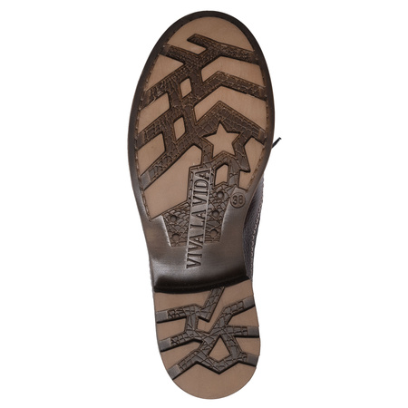 Maciejka Leather Lace-Up Shoes with Dual Zippers Textured Brown 07056-02-00-1