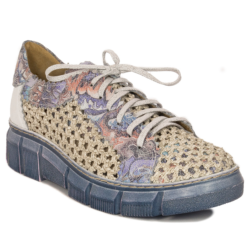Maciejka Perforated Leather Platform Shoes Blue 05850-06-00-1