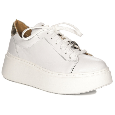 Maciejka Skórzane Sneakersy Platformowe Białe 06191-11/00-8