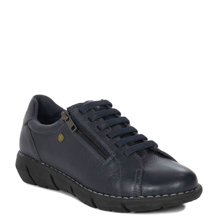 Maciejka Leather Low Shoes Elastic Laces Dual-Zip Navy P7238-17/00-1